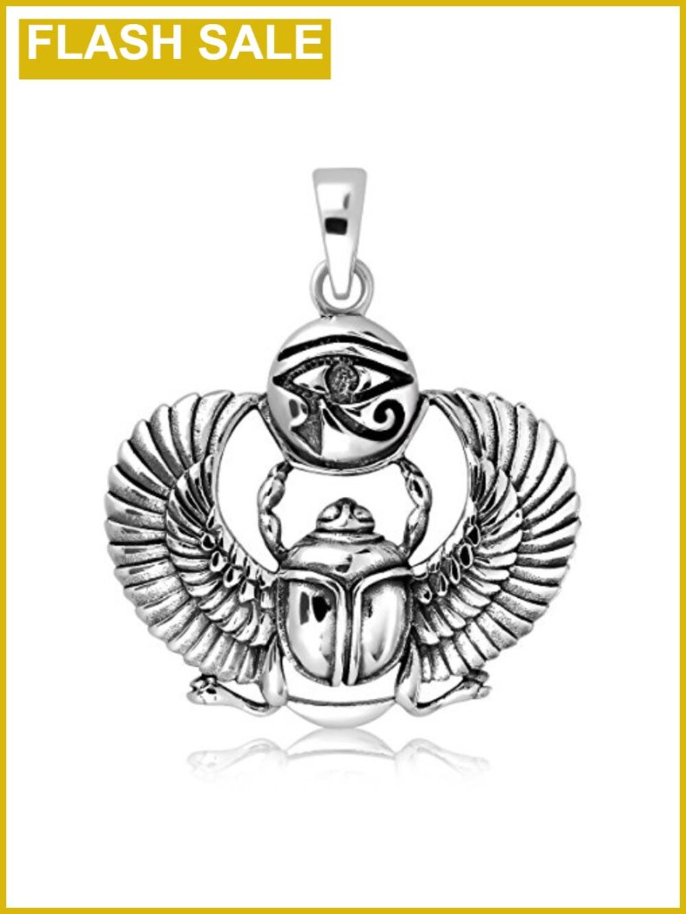Sterling Silver Egyptian Scarab Eye of Horus Protection Pendant